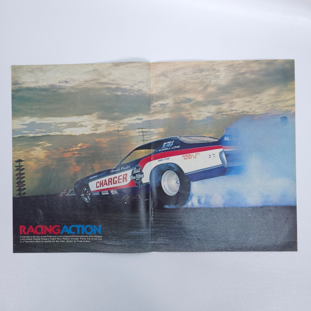 Vintage Pabst Dodge Charger Funny Car Print Ad Art Russell Long Charlie Proite